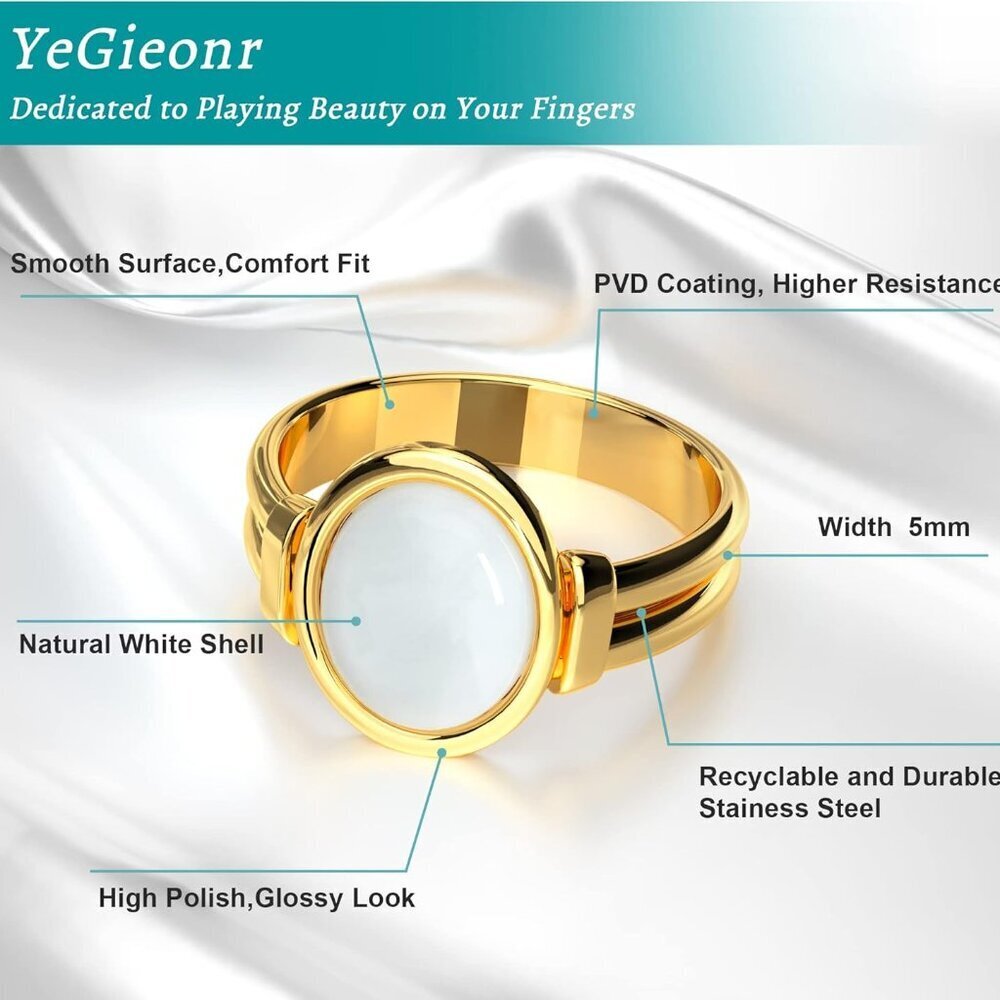 Gold Ring Women Chic Non Tarnish Chunky Jewelry Gift Stainless Steel 7 - Picture 8 of 9